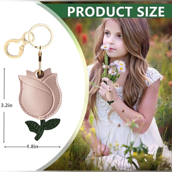 Leather Rose AirTag Keychain Or Bag Charm - Picture 2 of 6